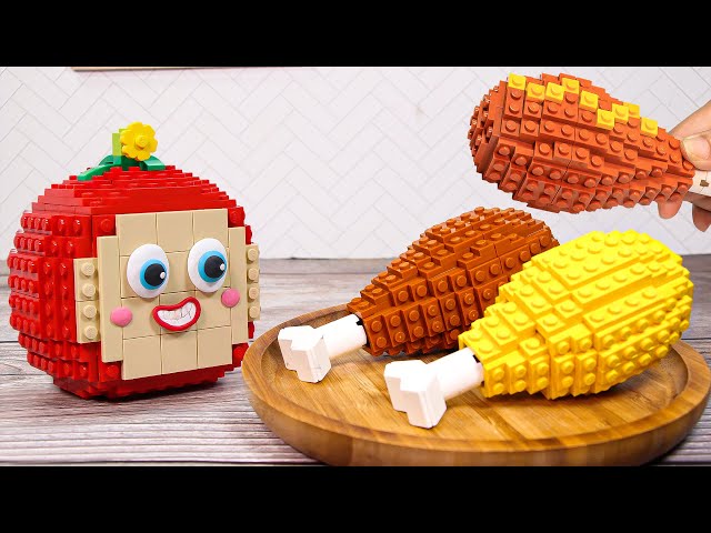 Lego Mukbang Giant Fried Chicken With Cocoapple IRL | Stop Motion Cooking ASMR Animation