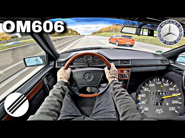 MERCEDES-BENZ W124 300 DIESEL OM606 TOP SPEED DRIVE ON GERMAN AUTOBAHN🏎