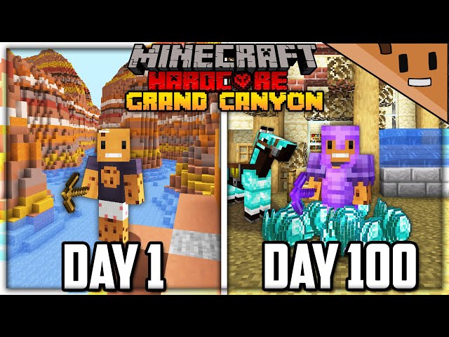 I Survived 100 Days in the GRAND CANYON in Hardcore Minecraft...