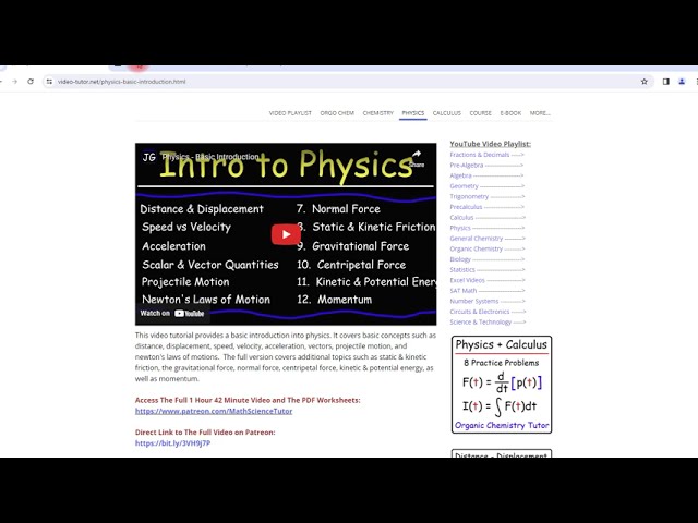 Math and Science Video Tutor Playlists and Worksheets