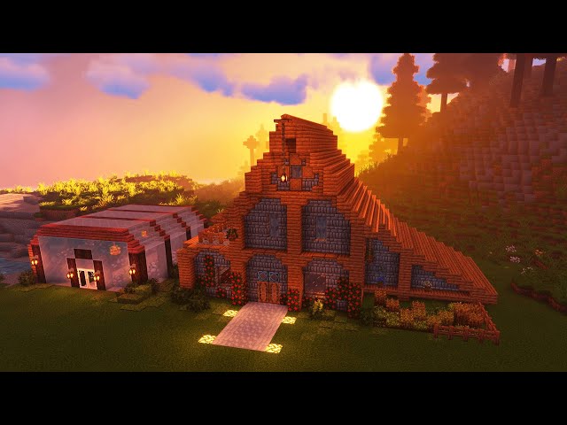 |Minecraft| Cozy Aesthetic Cottage House And Greenhouse Minecrfat Tutorial |Timelapse|