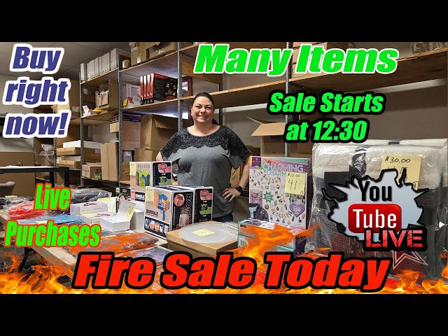 Live Fire sale candy, clothing, toys, blankets, swimsuits, and much more!