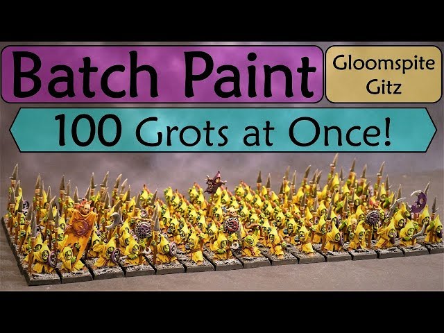 Gloomspite Gitz Batch Painting! Efficient Painting of 100 Moonclan Grots to Tabletop Quality!