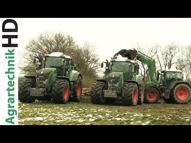 FENDT tractors working in the SNOW | Strautmann manure spreader