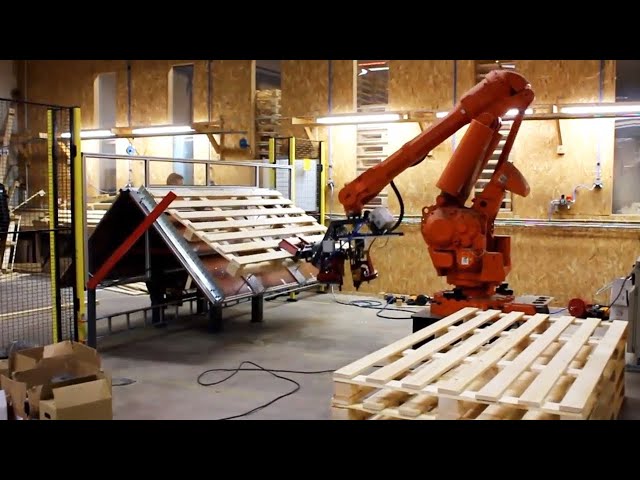 Amazing Process Making Pallets by Robots and People