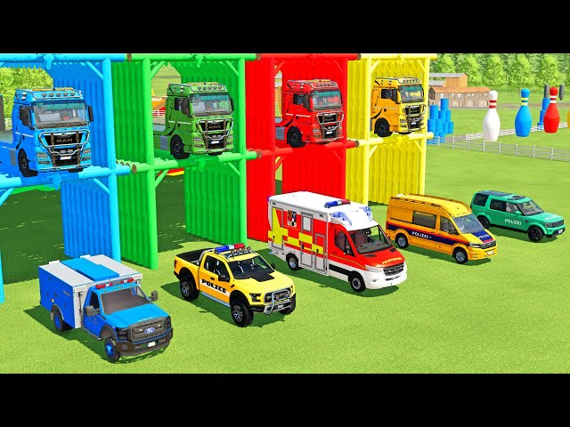 FORD POLICE CARS & LANDROVER RESCUE, AUDI POLICE, EMERGENCY TRANSPORT ! FS22 - Farming Simulator 22
