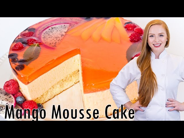 The BEST Mango Mousse Cake Recipe!! With Real Mango! Plus, Fruity Jello Topping!