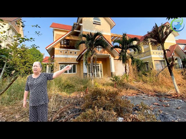 SHE is very excited, Helping to cut the overgrown grass, clean up the abandoned million-dollar villa