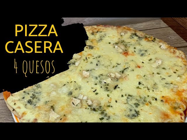 PIZZA CASERA 4 QUESOS | Con masa fina