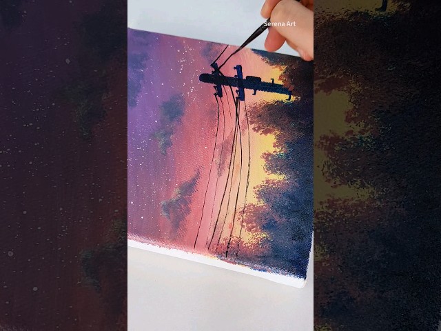 Easy sunset acrylic painting technique #art #painting #paintingtutorial