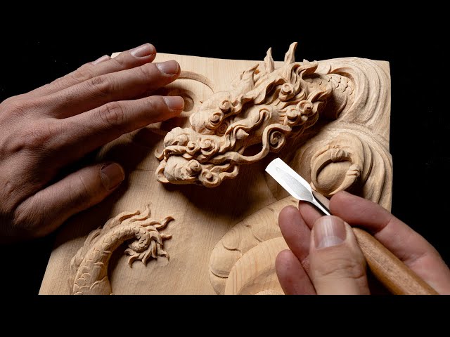 Wood Carving Dragon| To use technic of Japanese traditional wood carving| Woodworking