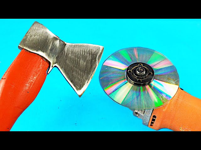 How to Sharpen an AX in 10 Seconds ! Brilliant Idea with a Compact Disc!