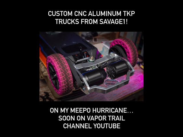 Killer custom CNC aluminum trucks from Savage Builder on my Hurricane. Soon on da channel!