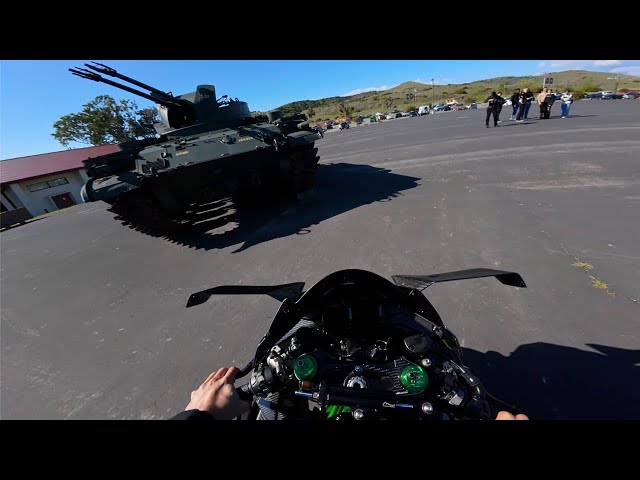 Ninja H2 Meets Military Tank!
