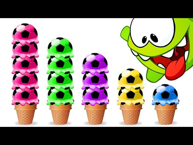 Learn Colors With Yummy Soccer Ice Cream Scoops | Learn With Om Nom | HooplaKidz Toons