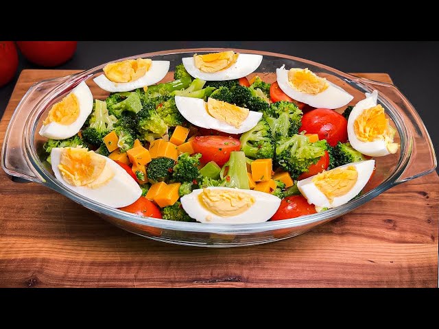 Broccoli & Egg Salad like in restaurant in 5 minutes! Simple and delicious recipe…