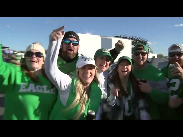 Eagles fans take over South Philadelphia sporting their Kelly green
