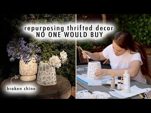 Repurposing Thrifted Decor NO ONE WOULD BUY *DIY Cracked China Vases* | XO, MaCenna