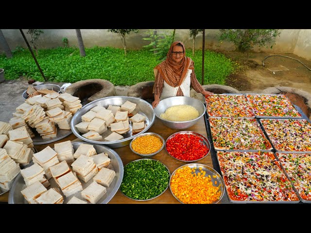 500 Bread Pizza Prepared By Our Granny | Village food | Pizza | Indian street food | Veg Recipes