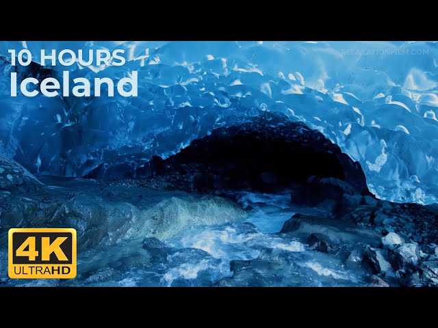 White Noise Relaxing, Ice Caves Sounds: Stream, Water drop in Iceland, Relaxing Ambiance ASMR