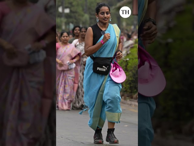 Hyderabad women run in sarees and sneakers