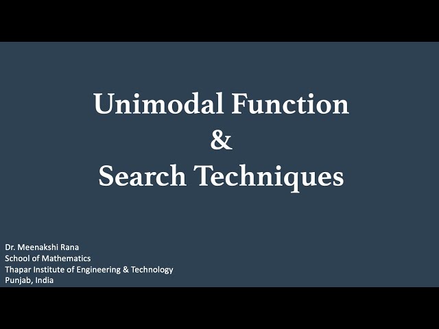 Introduction Unimodal function & Search Techniques