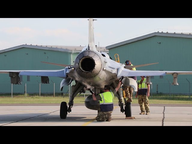 Gripen take offs and landings with ground operations at Kecskemét Air Base