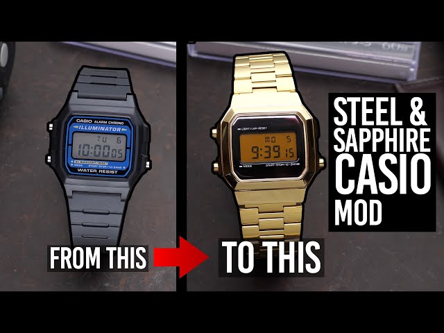 Turning a $15 plastic Casio into a Luxury Digital watch - NEW A-168/F-105 Mod kits from SKXMod