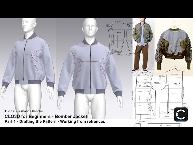 CLO3D For Beginners - Making a Bomber Jacket - Pattern Drafting from References - Base Pattern