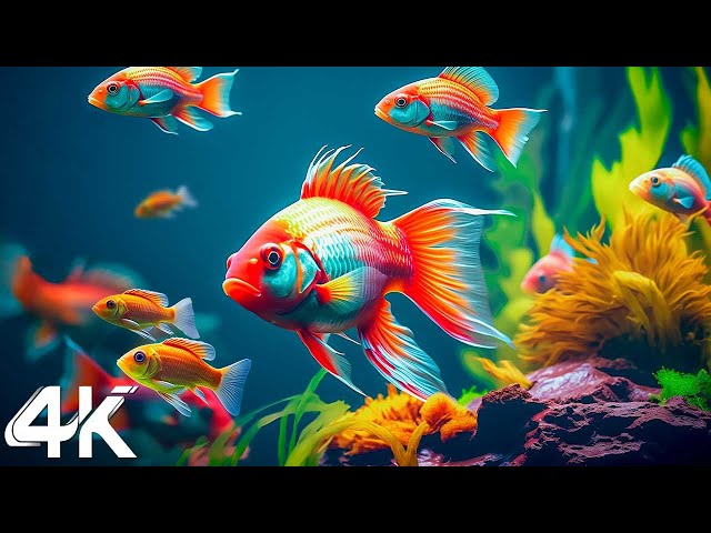 Aquarium 4K VIDEO ULTRA HD 🐠 Amazing Beautiful Coral Reef Fish  - Relaxing Sleep Meditation Music