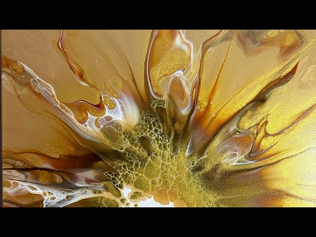 Beautiful acrylic pour on metallic gold background plus special announcement! Wait for
