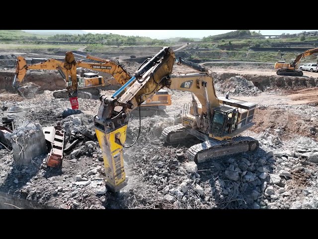 Two Hydraulic Hammers, An Excavator And A Dumper Team Up In Demolition Site-Sotiriadis/Labrianidis