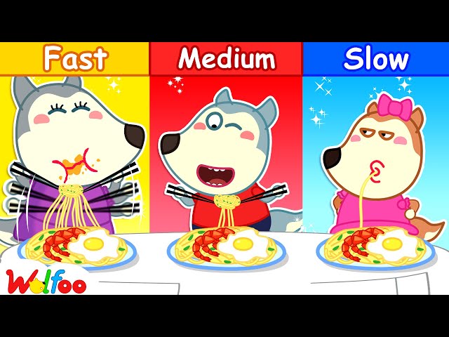 Wolfoo is the Fastest! Fast, Medium or Slow Food Challenge #2 | Good Habits for Kids | Wolfoo Family