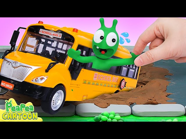 Wheels On the Bus - School Bus Goes to the Car Wash - Kid Learning - Pea Pea Cartoon