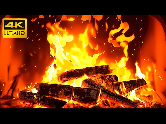 🔥 Fireplace with Cozy Ambiance, Relaxing Sounds, and Tranquil Atmosphere 🔥 Burning Cozy Fireplace 4K