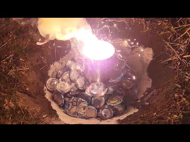 Burning 50lbs of Thermite Made From 400 Soda Cans