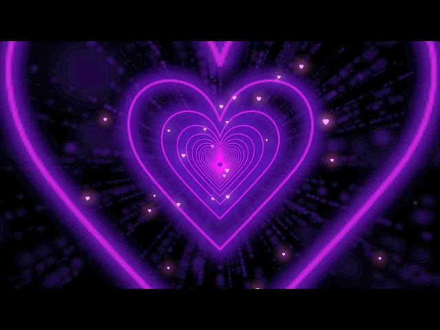 Heart Tunnel💜Heart Background✨Neon Lights Love Heart Tunnel Background Video Loop Relaxing [2 Hours]