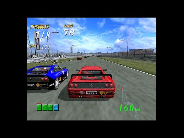 F355 3rd person camera Dreamcast. Real hardware. VGA. 60FPS