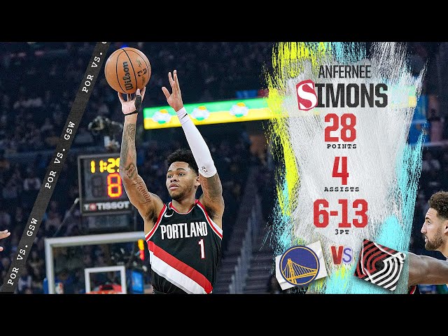 Anfernee Simons Highlights | 28 PTS | Portland Trail Blazers vs. Golden State Warriors | Dec 6, 2023