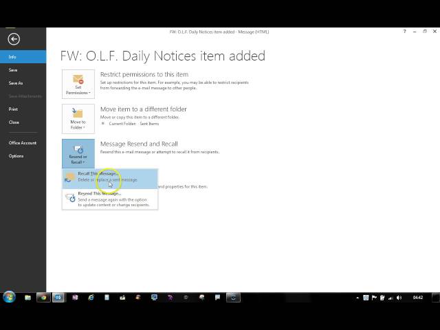 recall an email in outlook