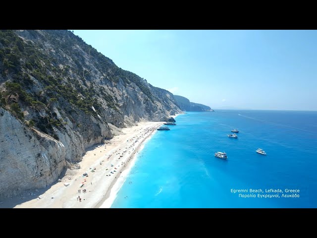 Best Beaches 📍 Egremni Beach, Lefkada Greece 🎵 Deep House Drone 4K Footage