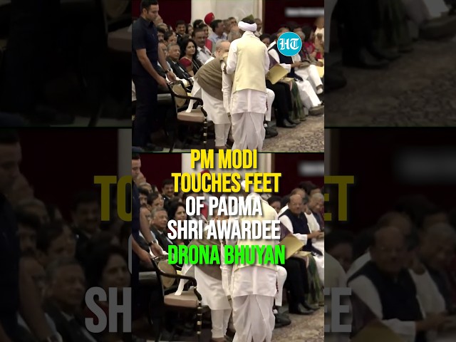 PM Modi Touches Feet Of Padma Shri Awardee Drona Bhuyan | Watch