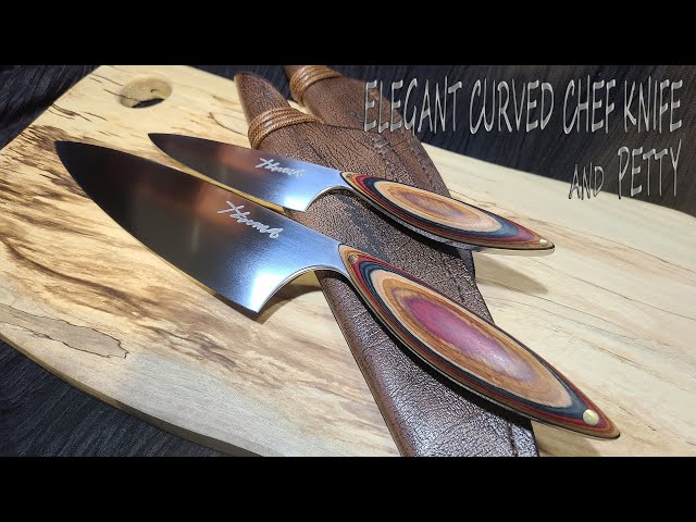 KNIFE MAKING / ELEGANT CURVED CHEF ANA PETTY KNIFE 수제칼  만들기 #146
