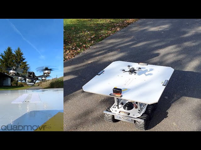 Drone lift off and landing on a moving 6x6 ROVER | #UWB #IOT