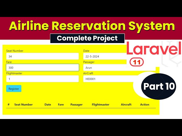 Airline Reservation System using Laravel 11 | Part 10