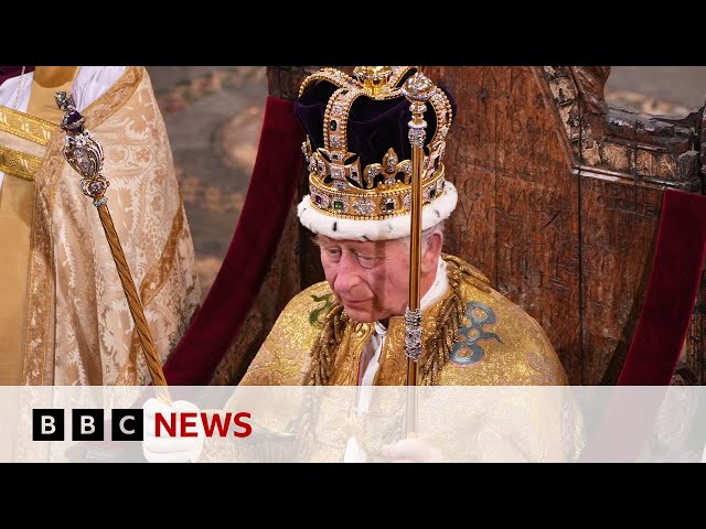 Moment HM King Charles III is crowned in Coronation ceremony - BBC News