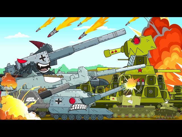 Tank against an army of enemies. Monster Truck Cartoon for children. World of tanks cartoon.