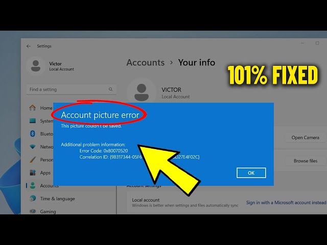 Account picture error in Windows 11 / 10 / 8 - How To Fix This Picture failed or Couldn't be Saved ✅