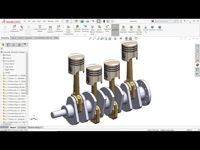 Four Cylinder engine in Solidworks