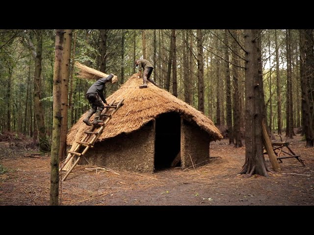 Building an Iron Age Roundhouse - Thatching the Roof | Bushcraft Project (PART 9)